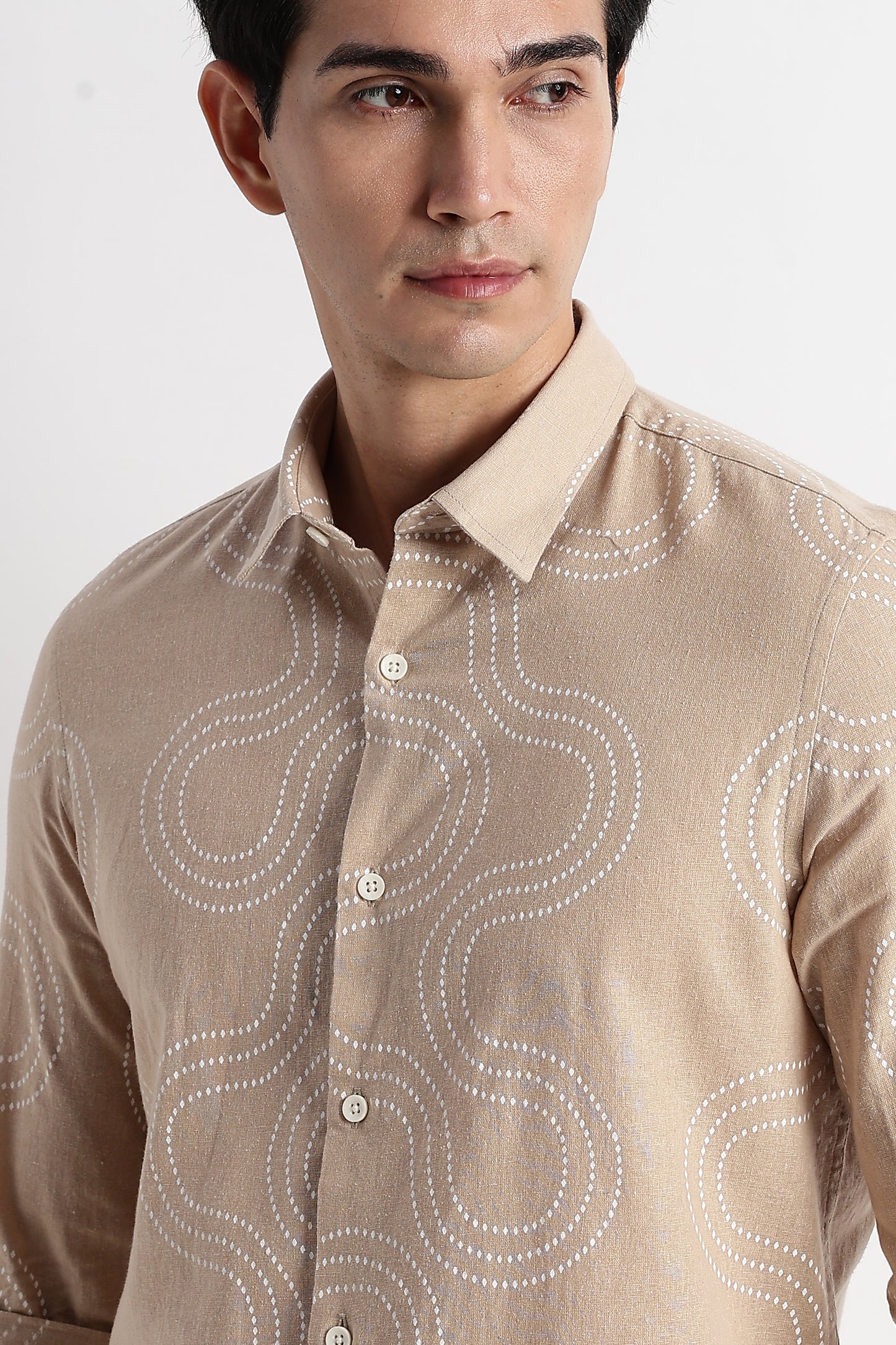 Minimal Embroidered Shirt Cream