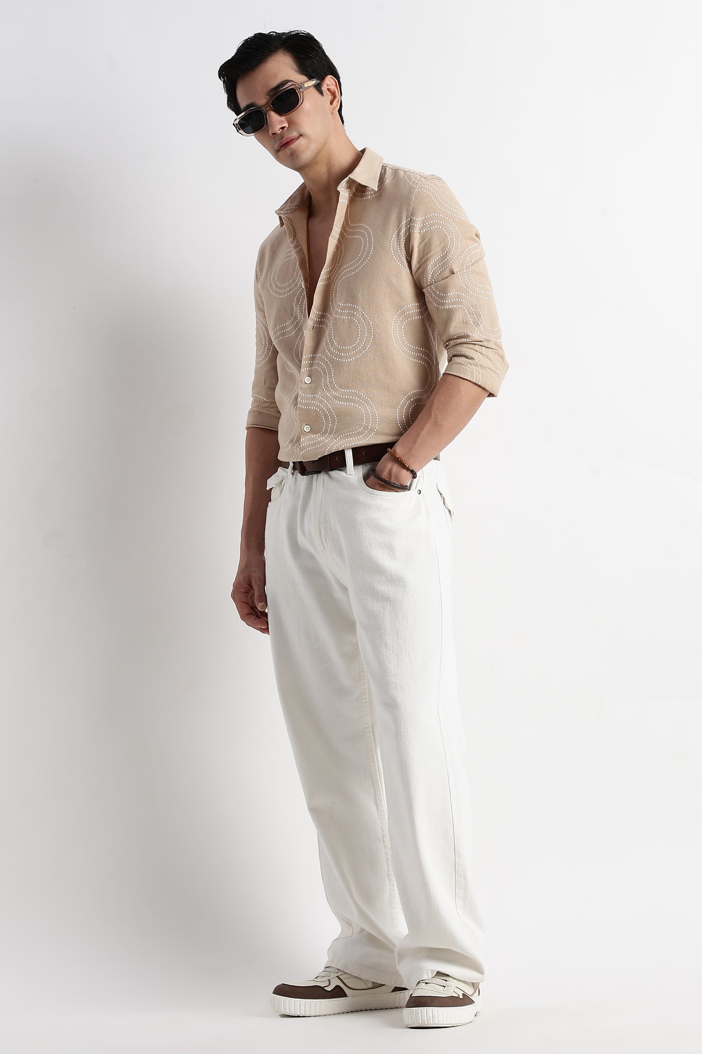 Minimal Embroidered Shirt Cream