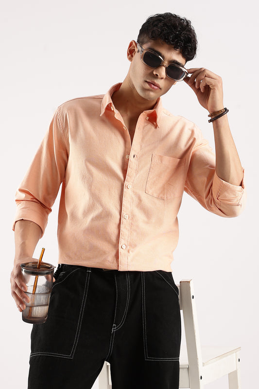 Cotton Oxford Slim Fit Shirt Orange