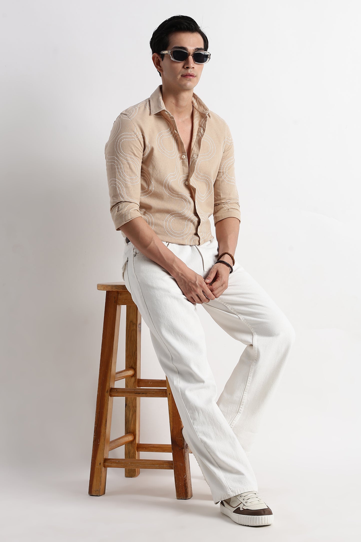 Minimal Embroidered Shirt Cream