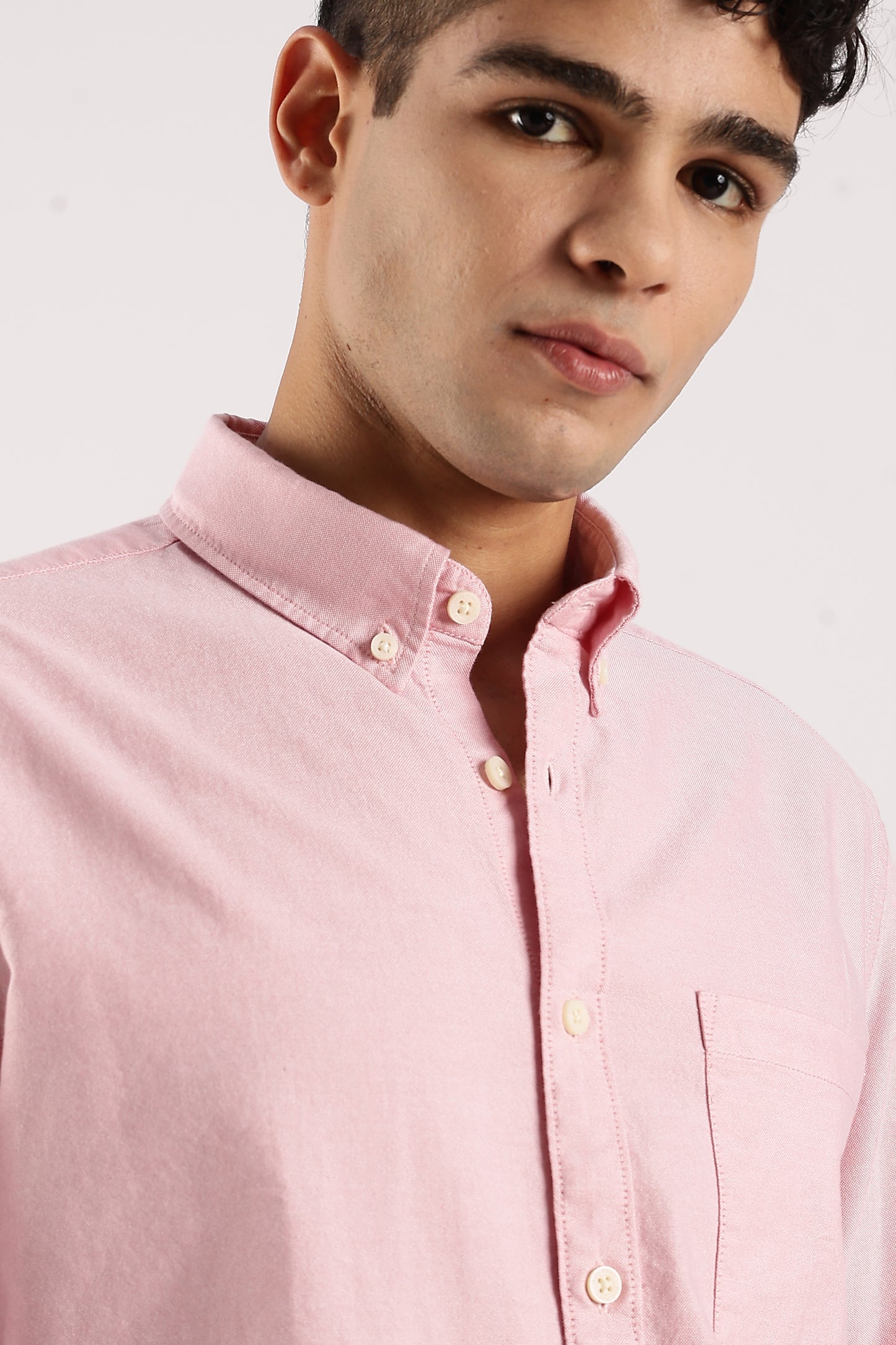 Cotton Oxford Slim Fit Shirt Pink