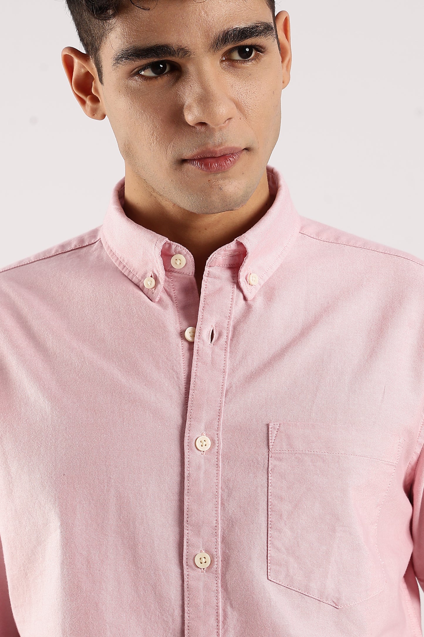 Cotton Oxford Slim Fit Shirt Pink
