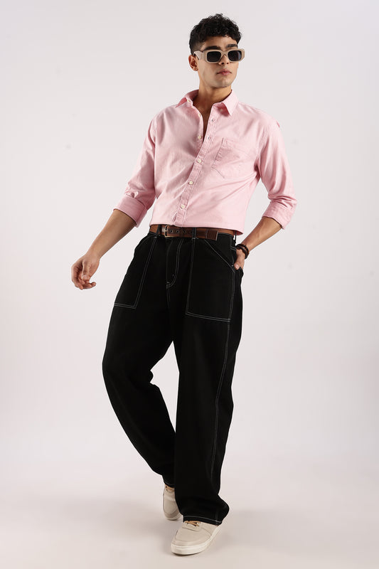 Cotton Oxford Slim Fit Shirt Pink