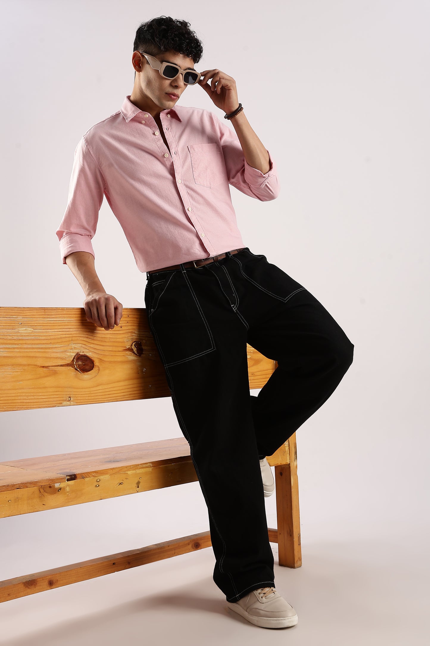 Cotton Oxford Slim Fit Shirt Pink