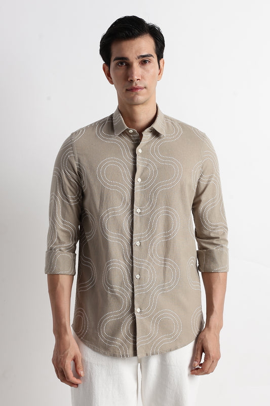 Minimal Embroidered Shirt Grey
