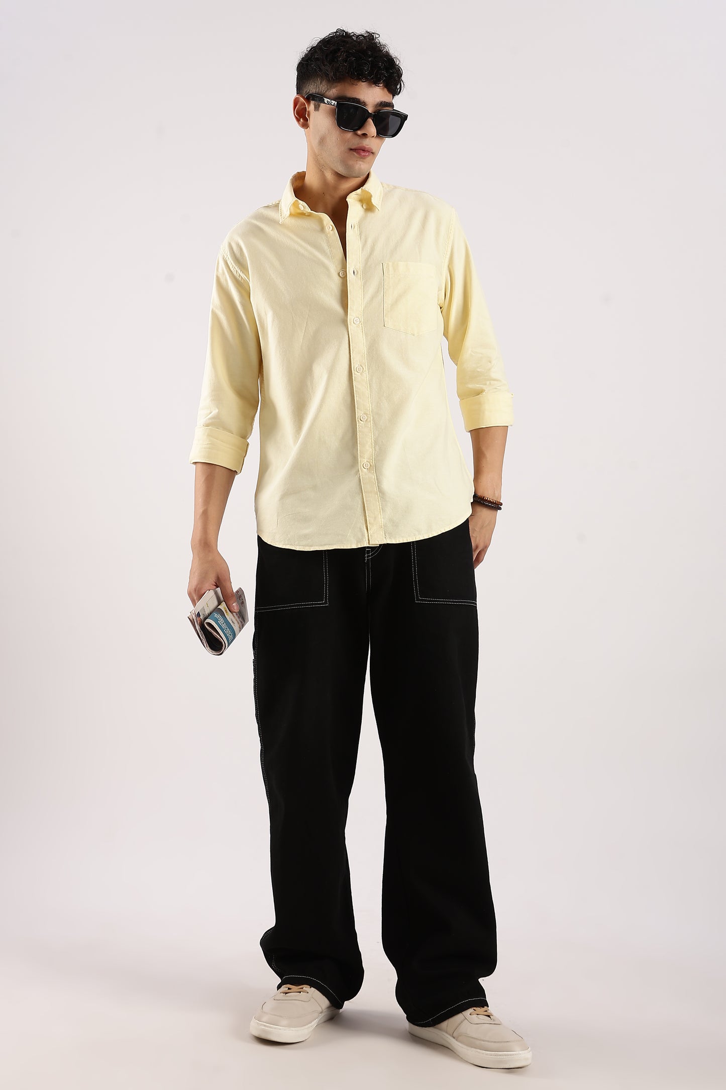 Cotton Oxford Slim Fit Shirt Yellow