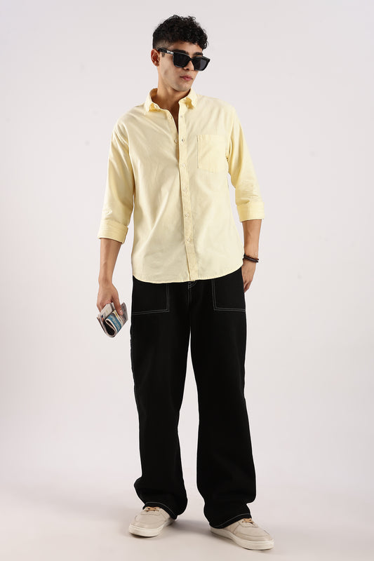 Cotton Oxford Slim Fit Shirt Yellow