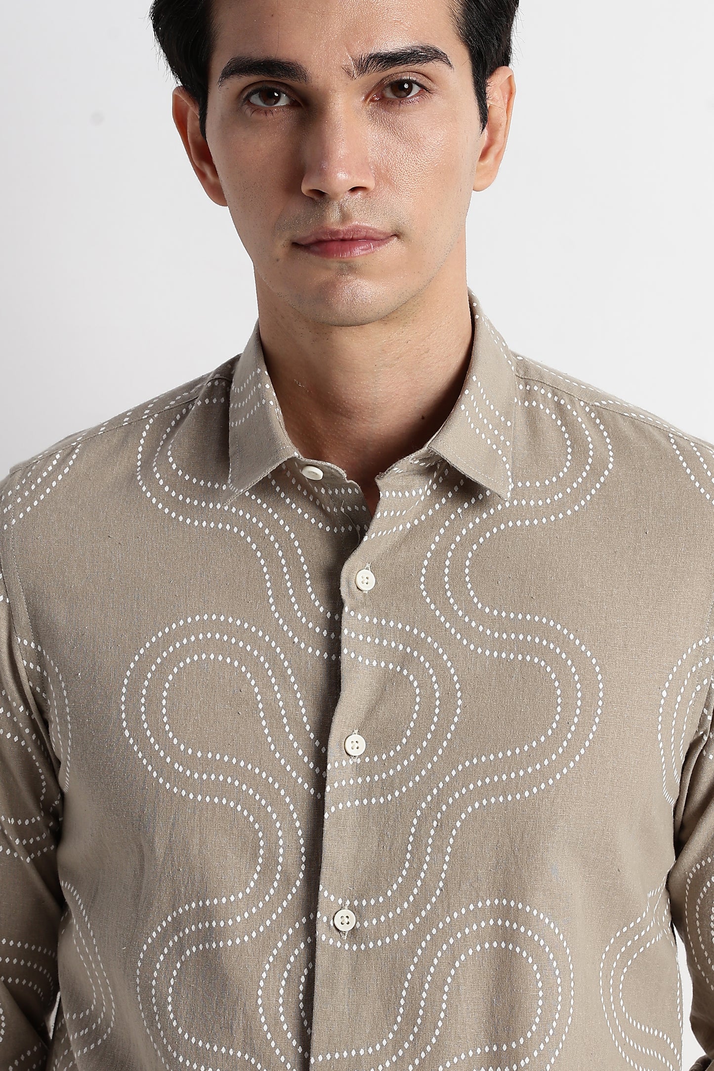 Minimal Embroidered Shirt Grey