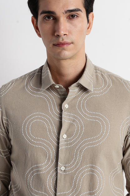 Minimal Embroidered Shirt Grey