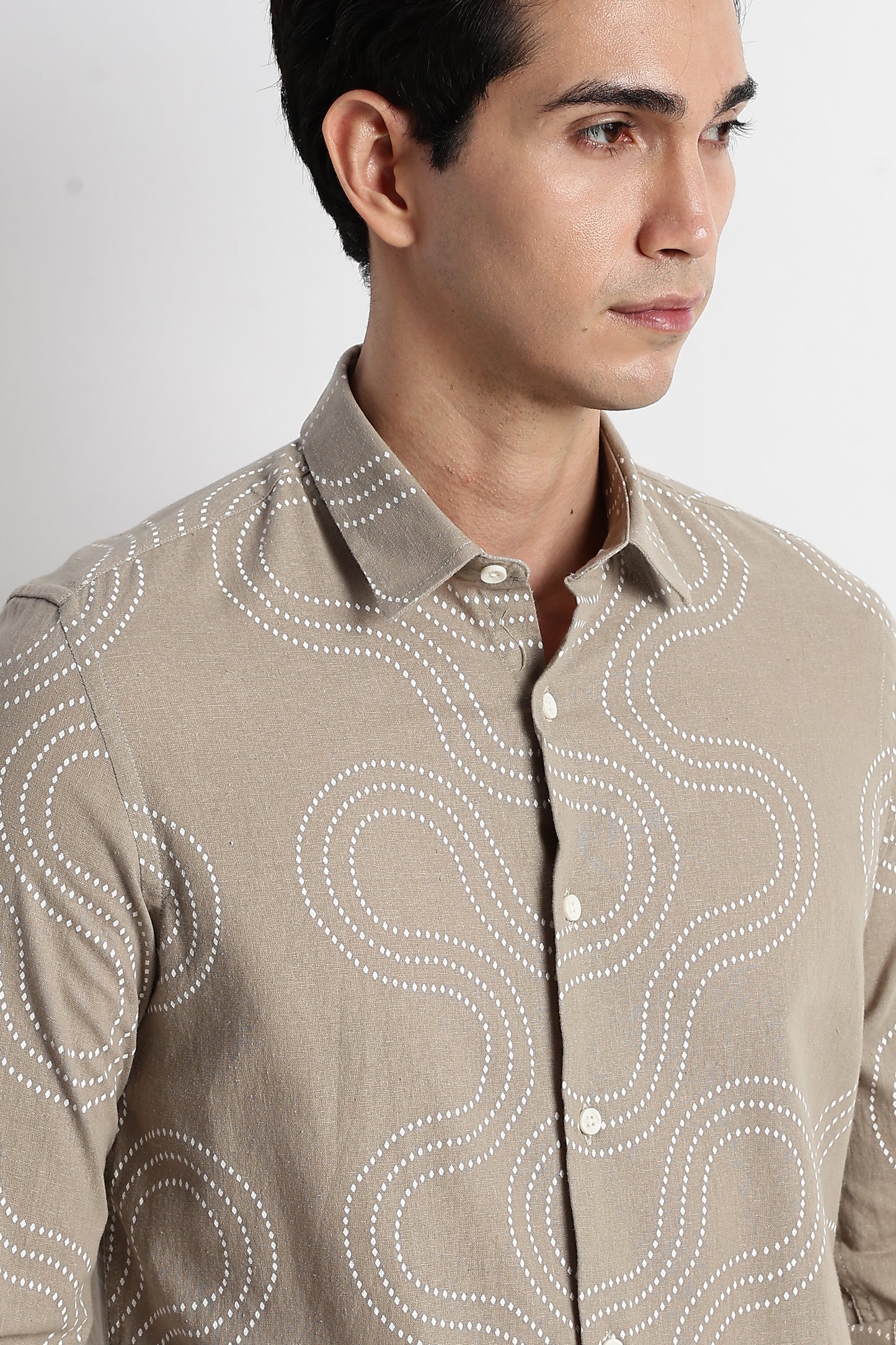 Minimal Embroidered Shirt Grey
