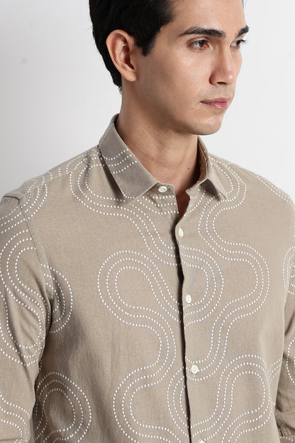 Minimal Embroidered Shirt Grey