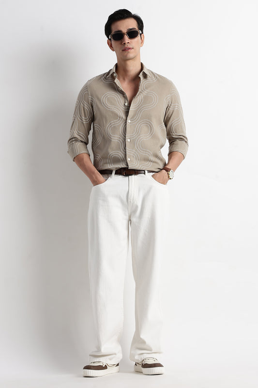 Minimal Embroidered Shirt Grey