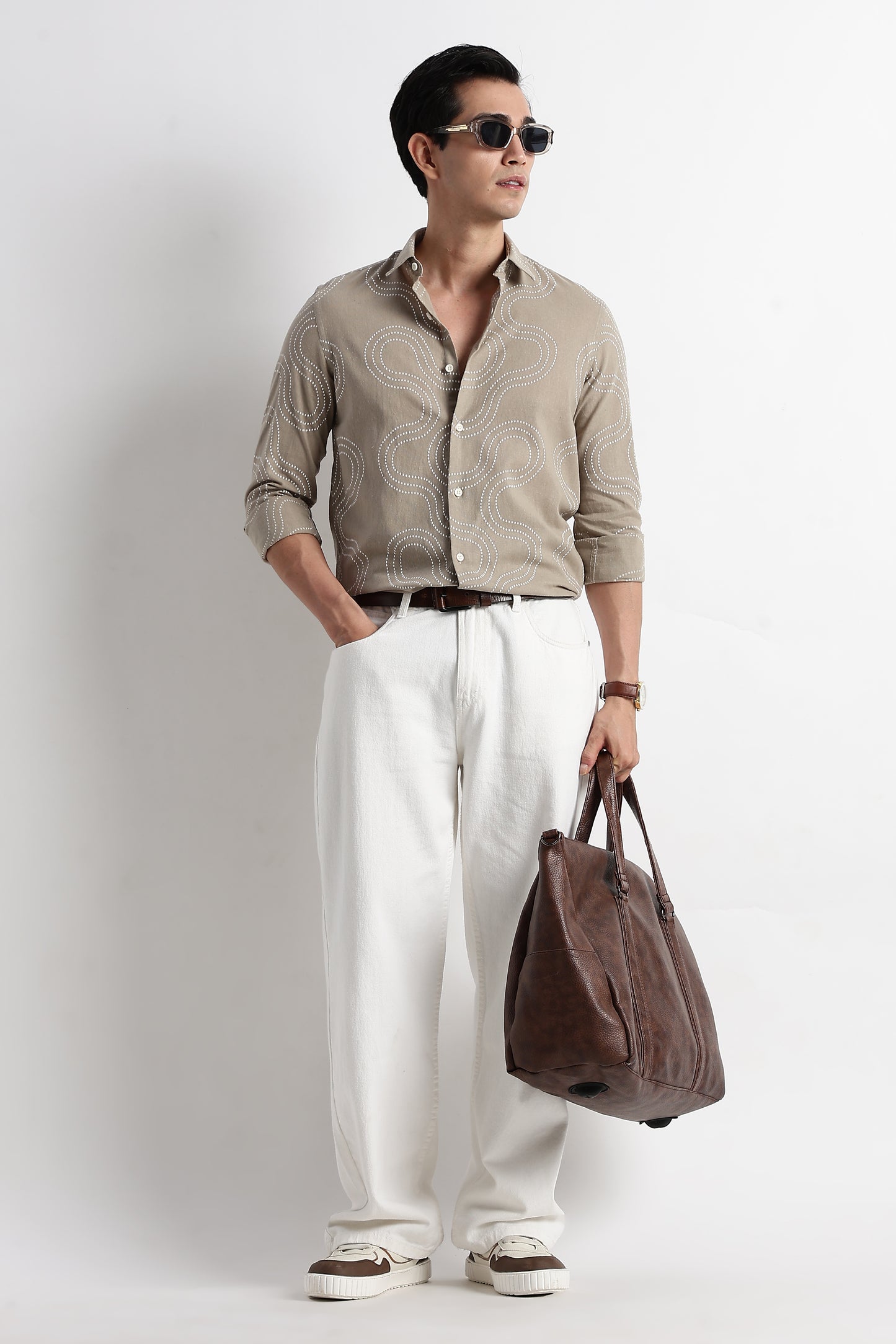 Minimal Embroidered Shirt Grey