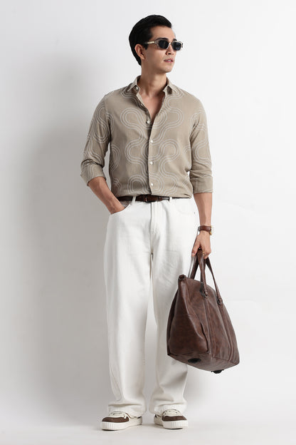 Minimal Embroidered Shirt Grey