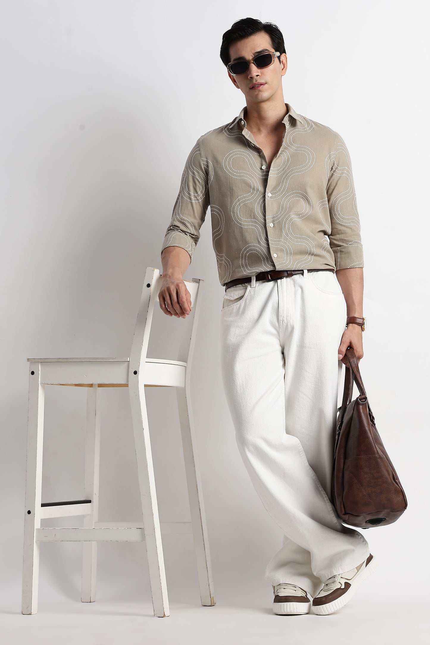 Minimal Embroidered Shirt Grey