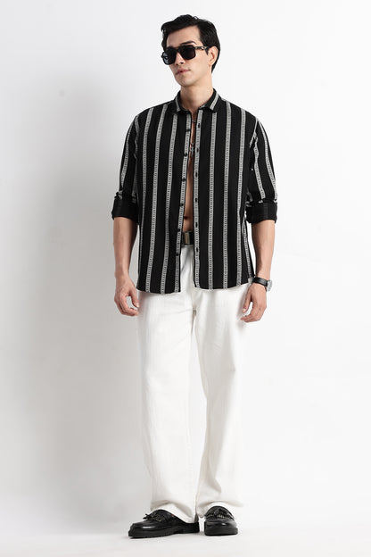 Stripes Slim Fit Shirt Black
