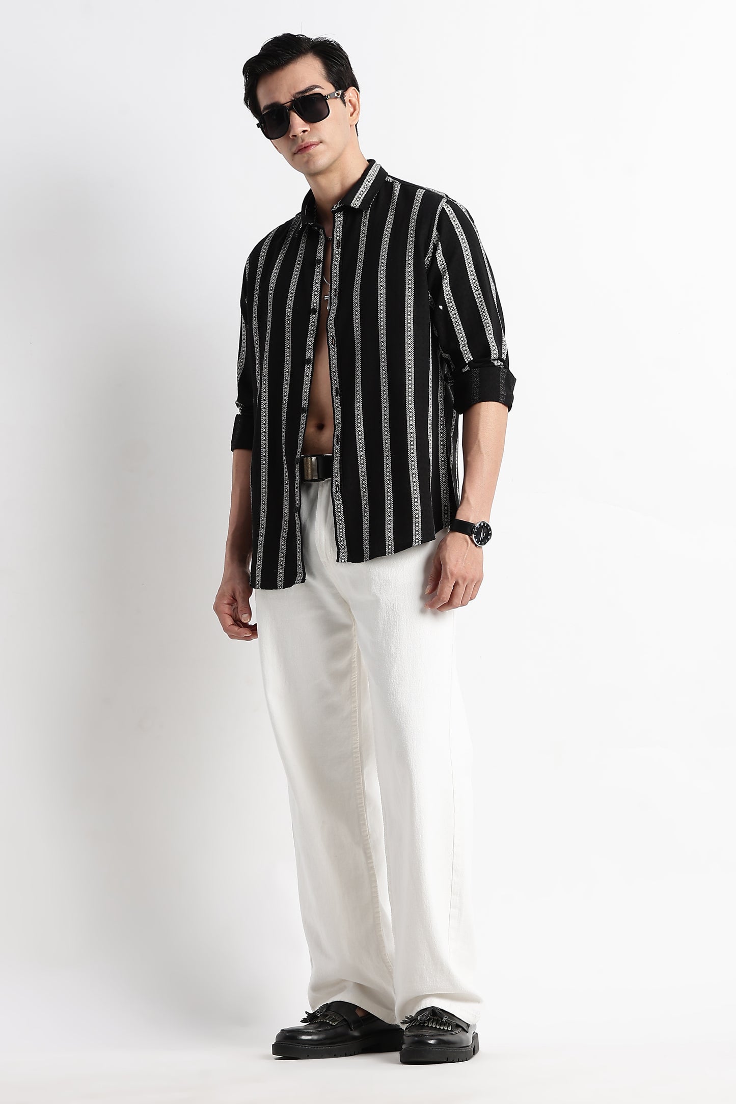 Stripes Slim Fit Shirt Black