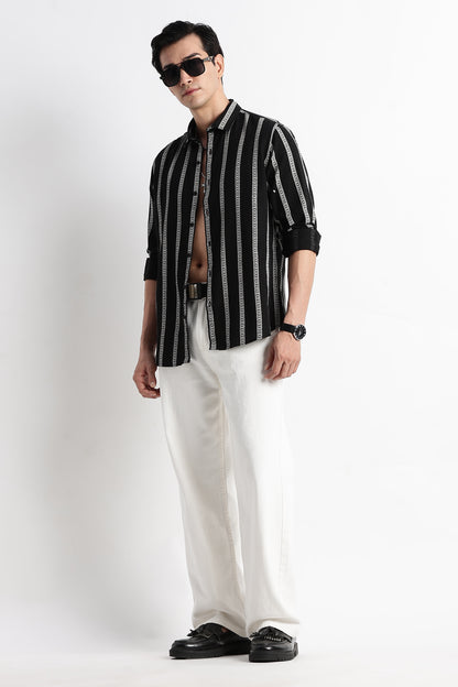 Stripes Slim Fit Shirt Black