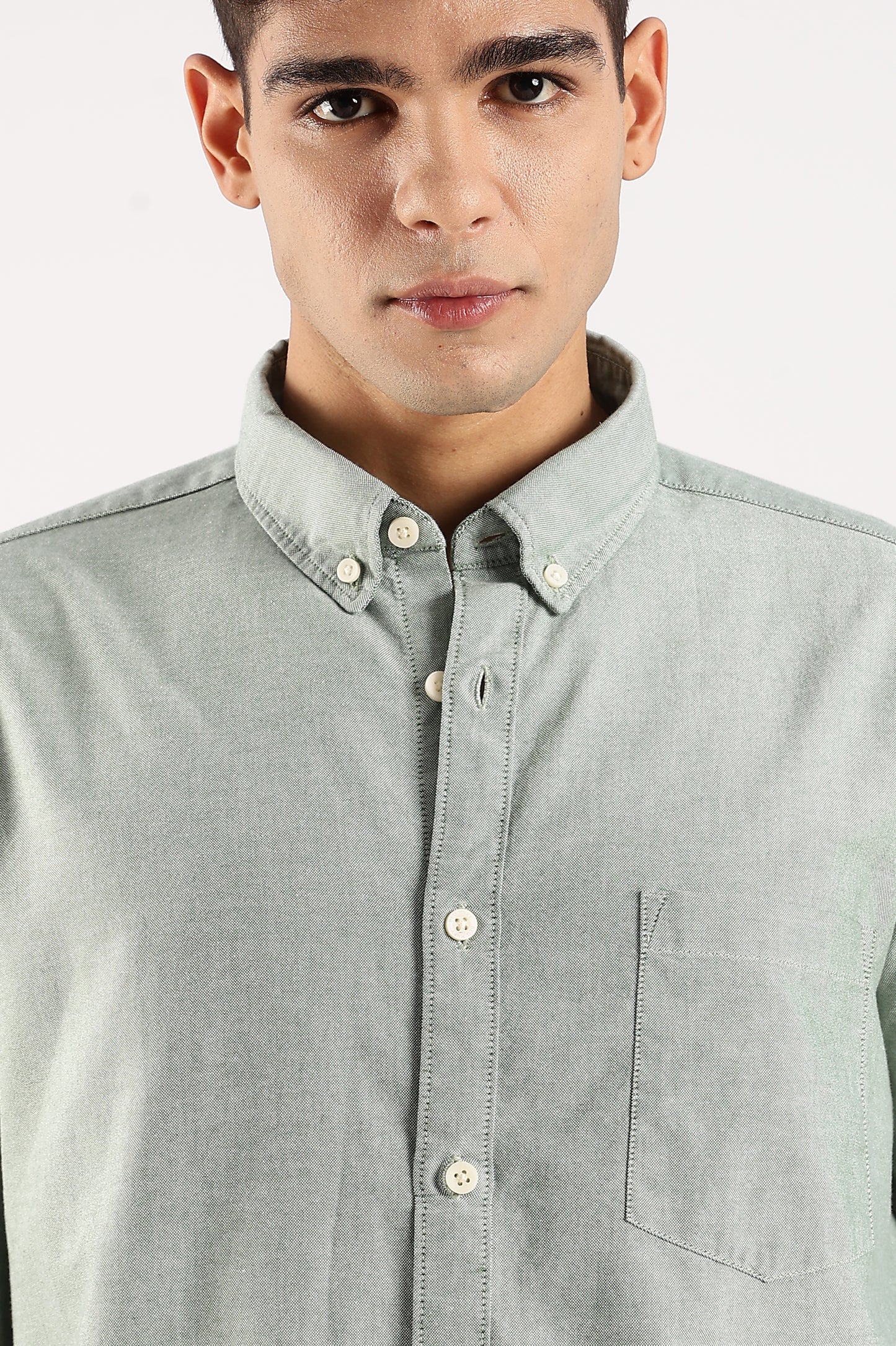 Cotton Oxford Slim Fit Shirt Dk Green