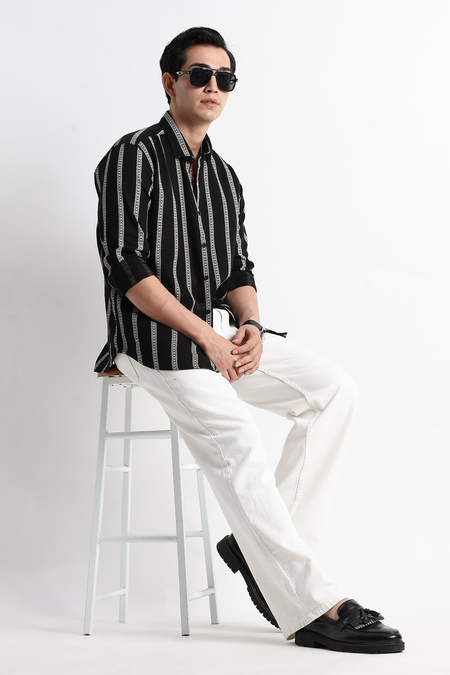 Stripes Slim Fit Shirt Black