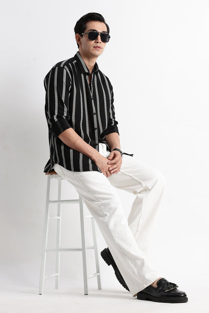 Stripes Slim Fit Shirt Black