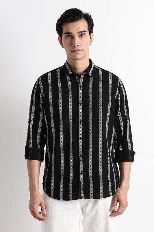 Stripes Slim Fit Shirt Black