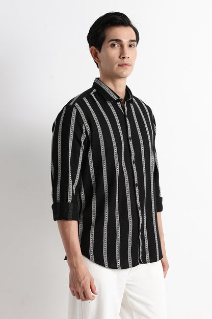 Stripes Slim Fit Shirt Black