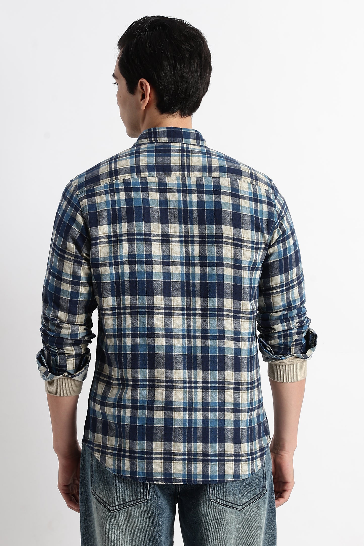 Heritage Check Slim Fit Shirt Blue