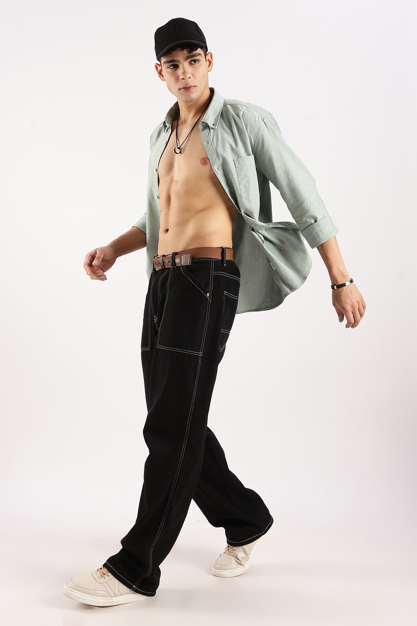 Cotton Oxford Slim Fit Shirt Dk Green