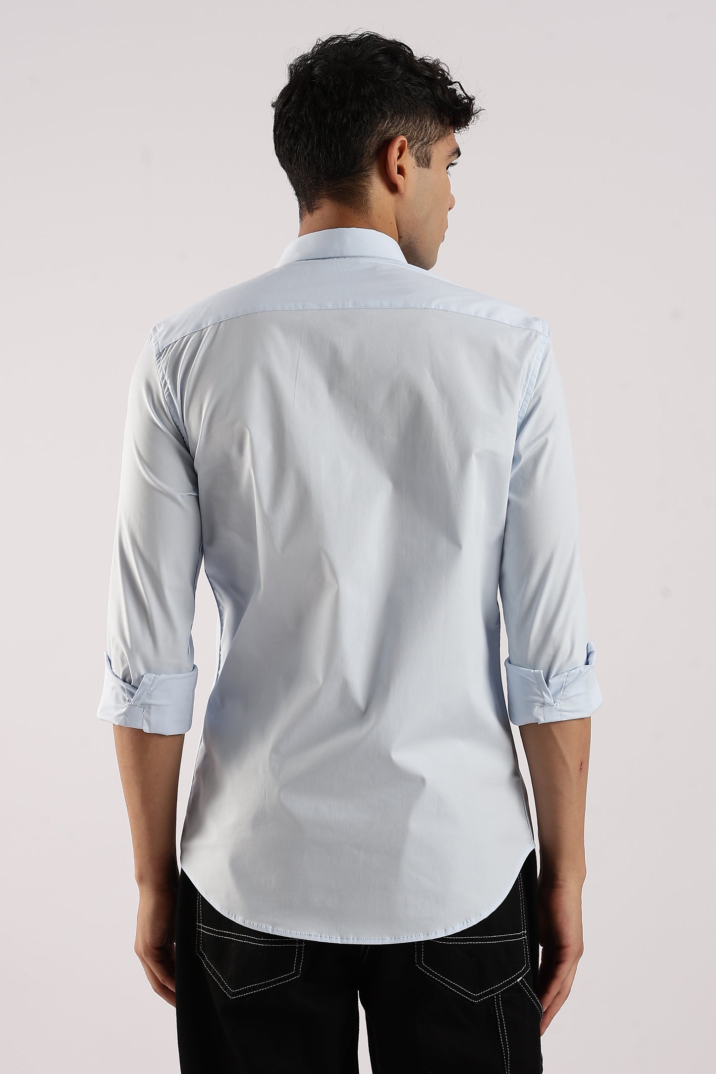 Cotton Lycra Slim Fit Shir Sky Blue