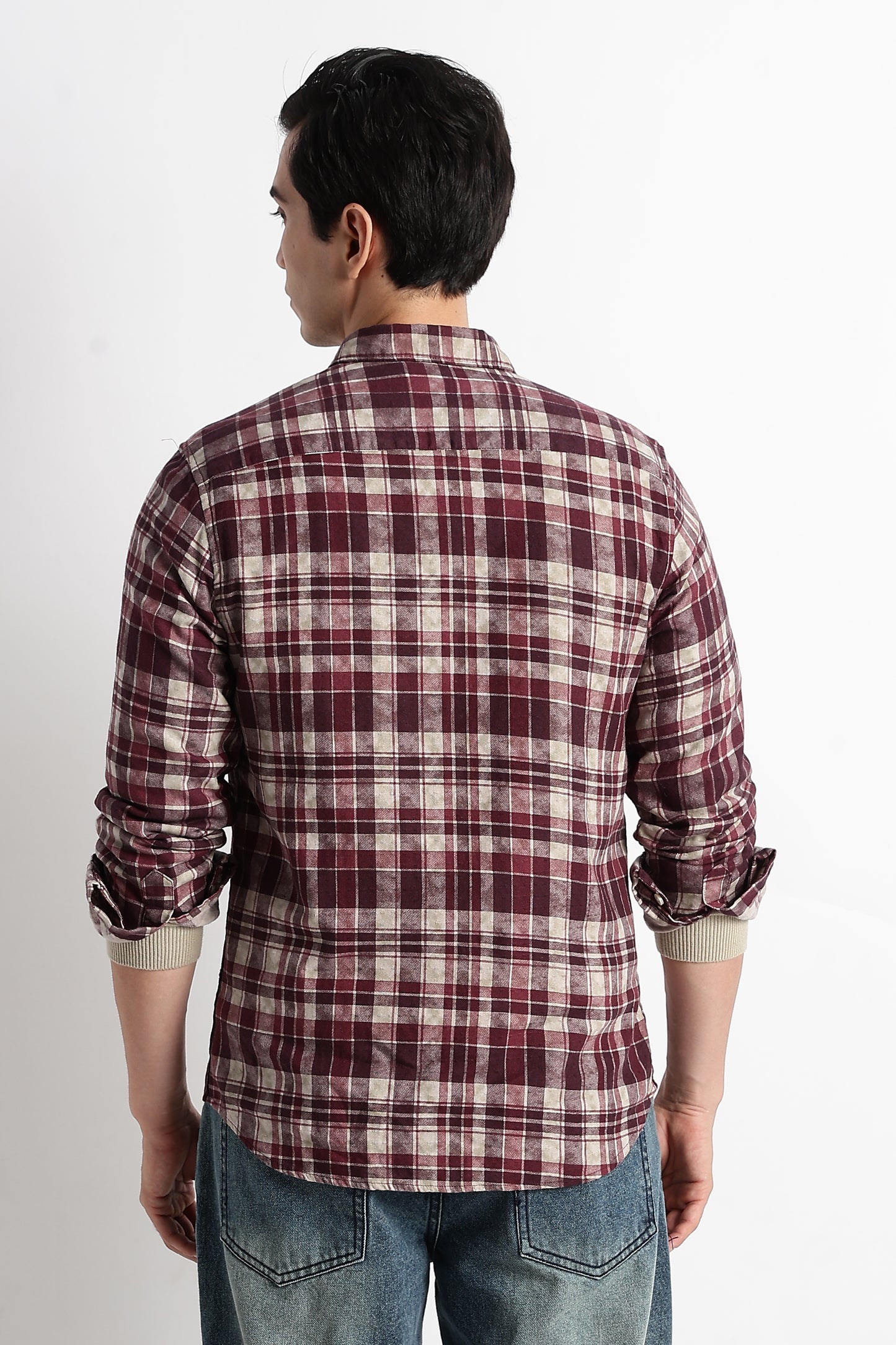 Heritage Check Slim Fit Shirt Maroon