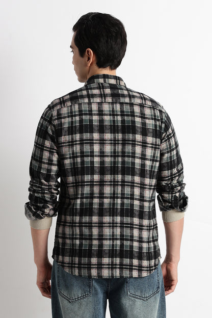 Heritage Check Slim Fit Shirt Black