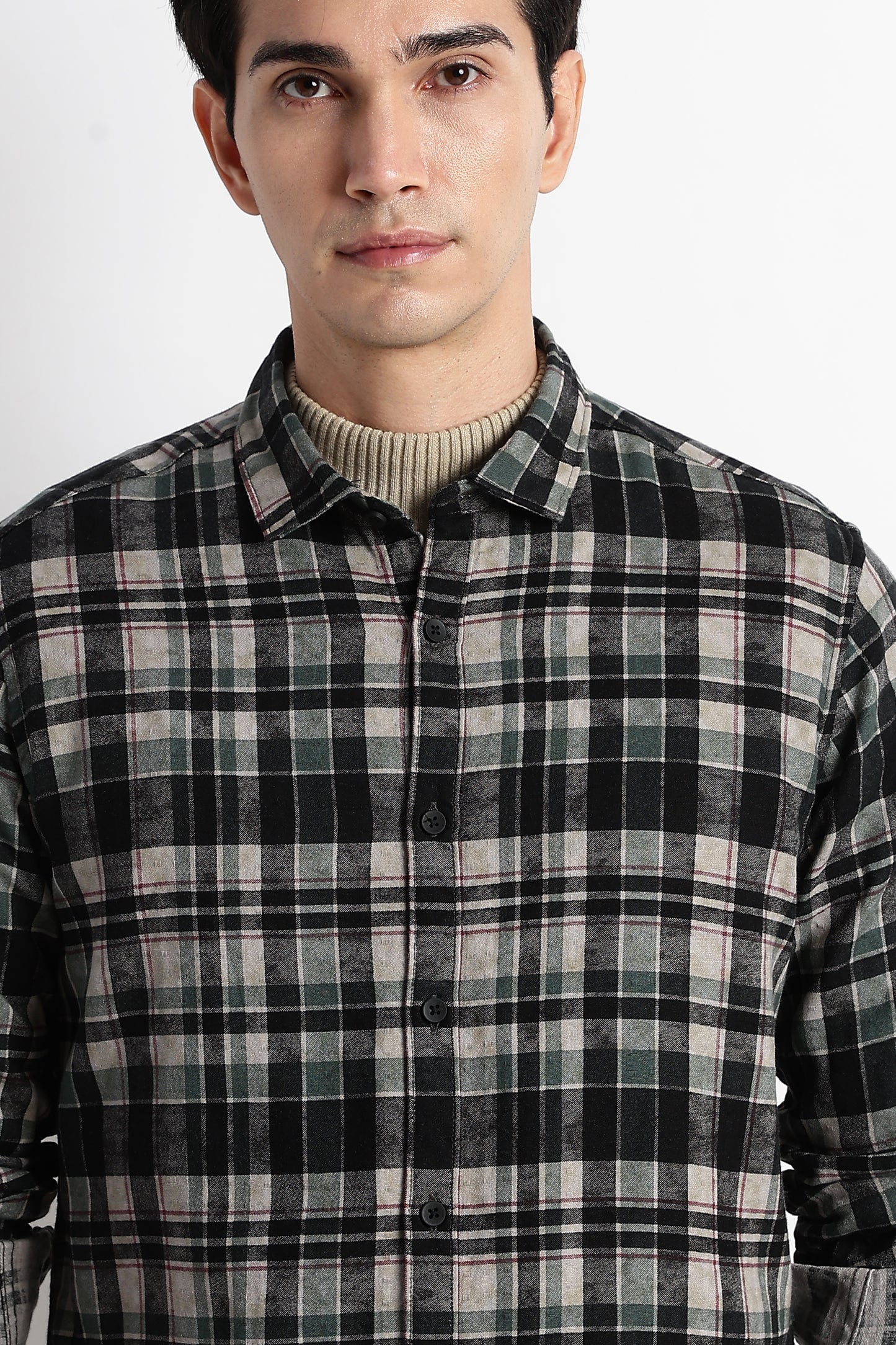 Heritage Check Slim Fit Shirt Black