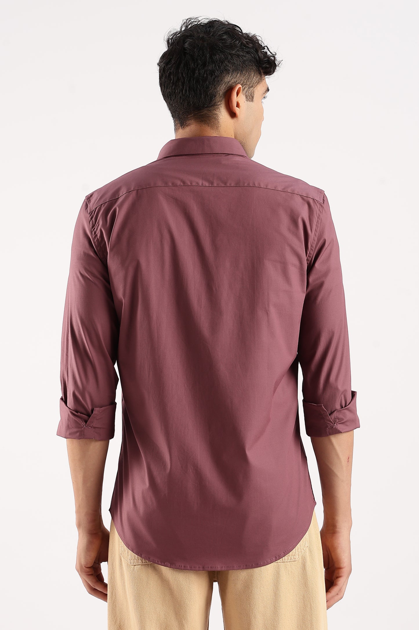 Cotton Lycra Slim Fit Shir Maroon