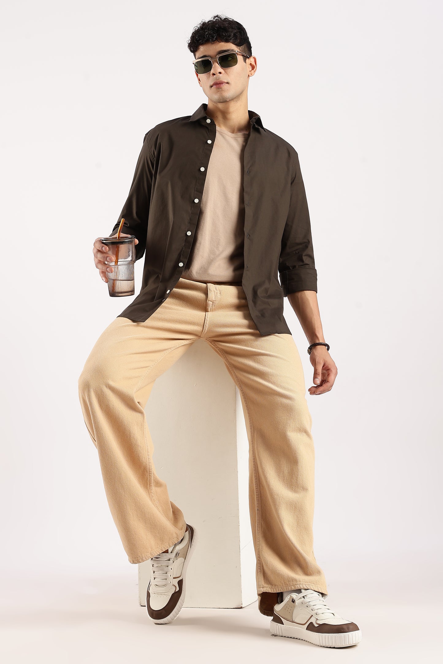 Cotton Lycra Slim Fit Shir Olive