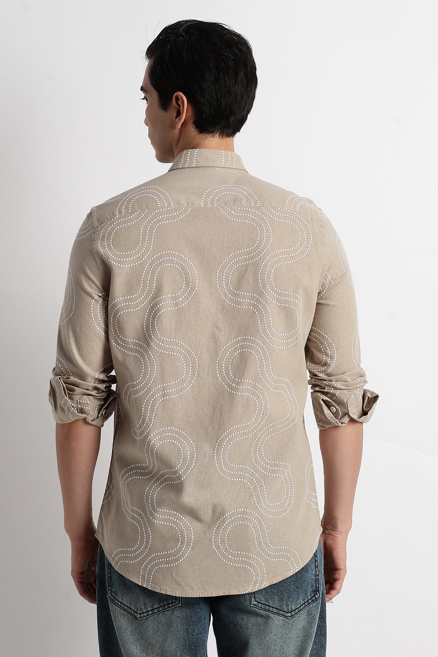 Minimal Embroidered Shirt Beige