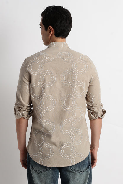 Minimal Embroidered Shirt Beige