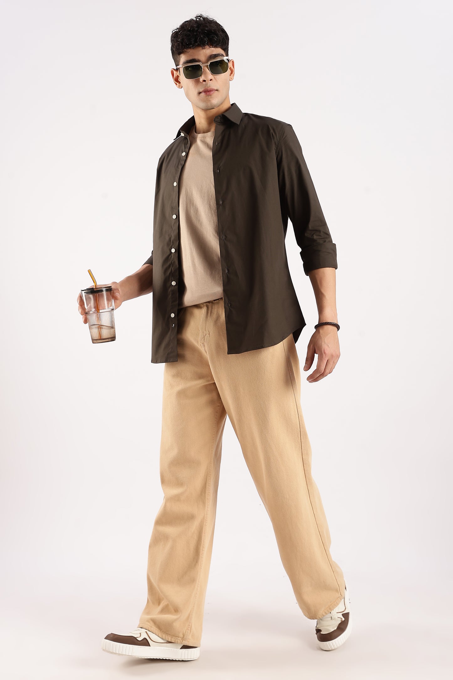 Cotton Lycra Slim Fit Shir Olive