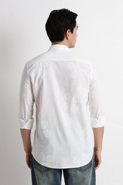 Floral Embroidered Shirt White