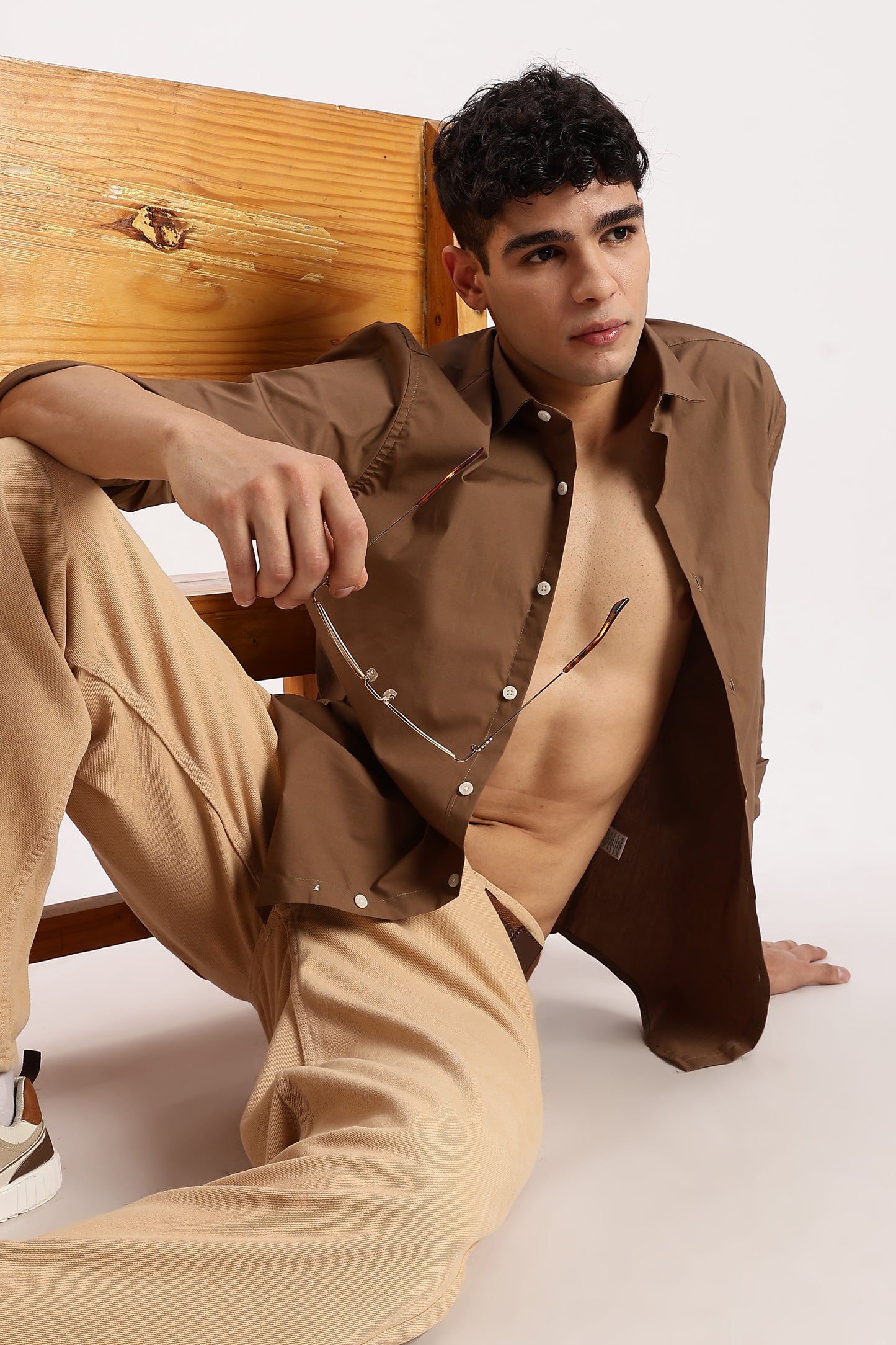 Cotton Lycra Slim Fit Shirt Khaki