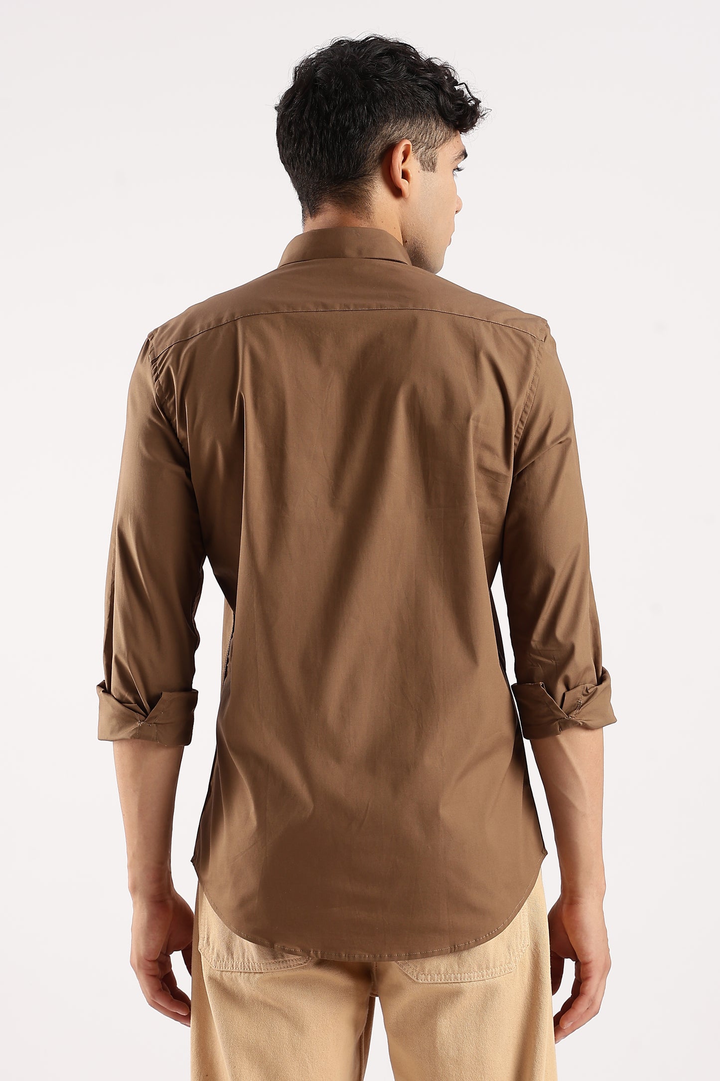 Cotton Lycra Slim Fit Shirt Khaki