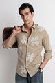 Floral Embroidered Shirt Beige