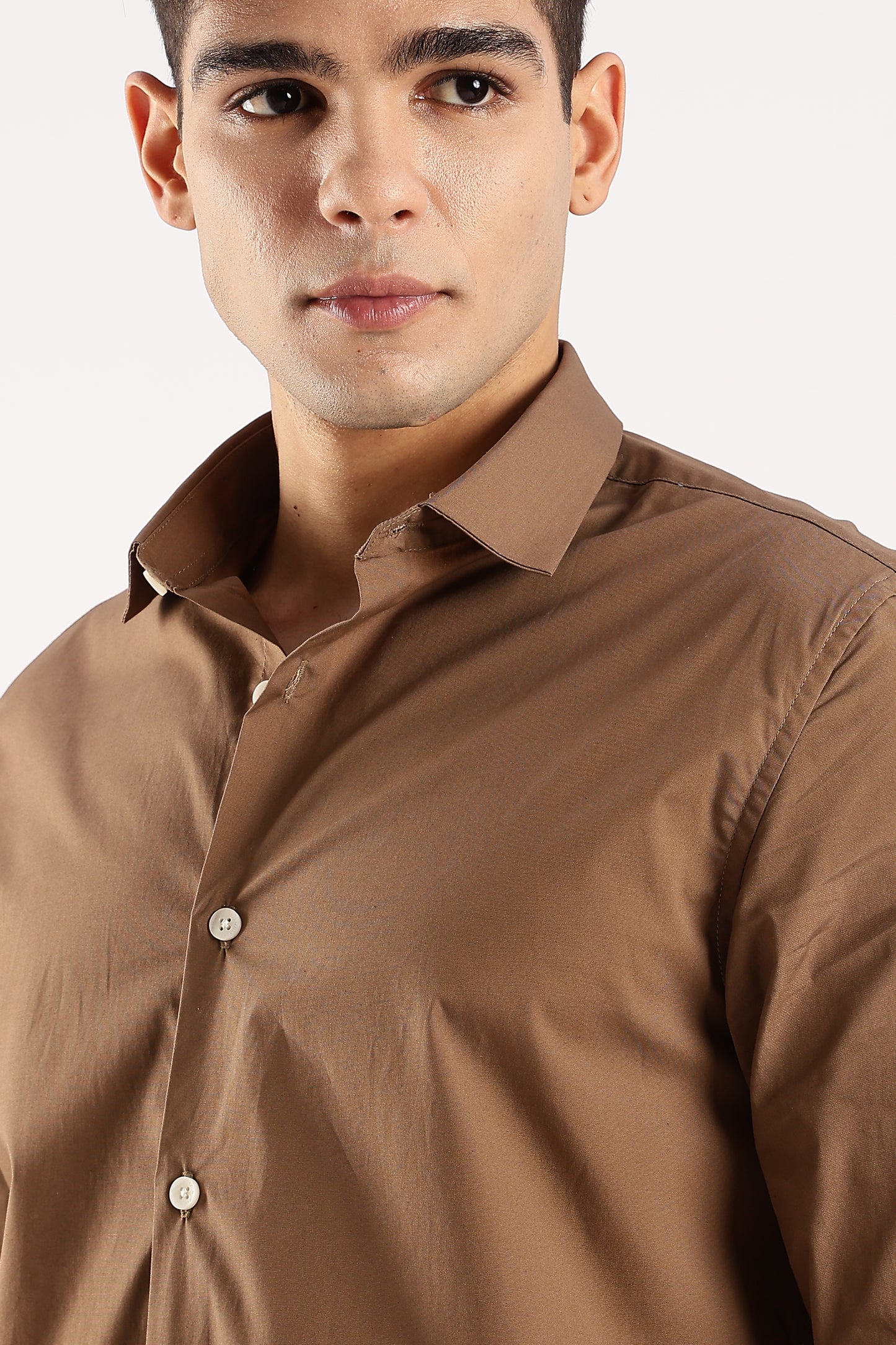 Cotton Lycra Slim Fit Shirt Khaki