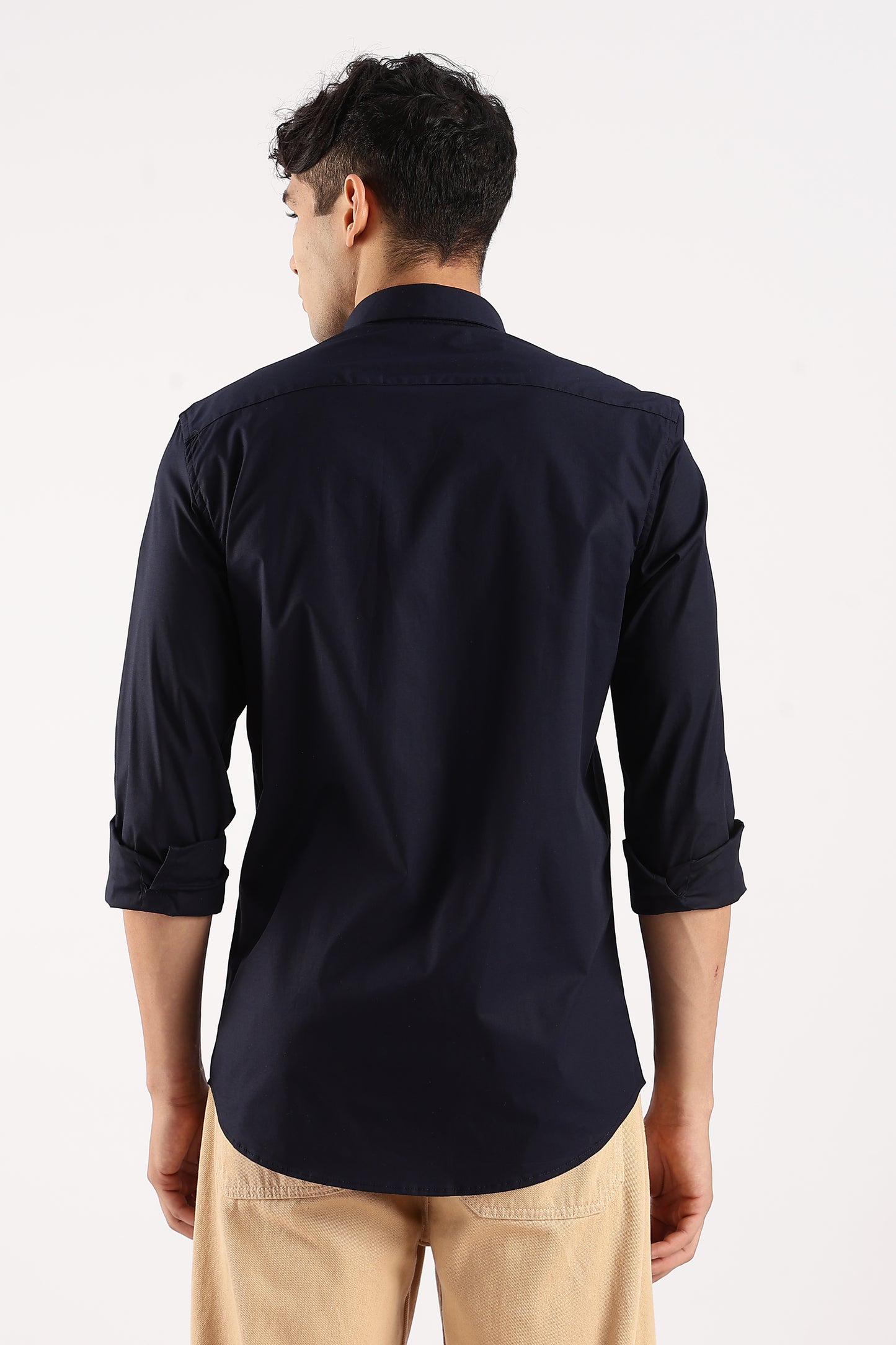 Cotton Lycra Slim Fit Shir Navy