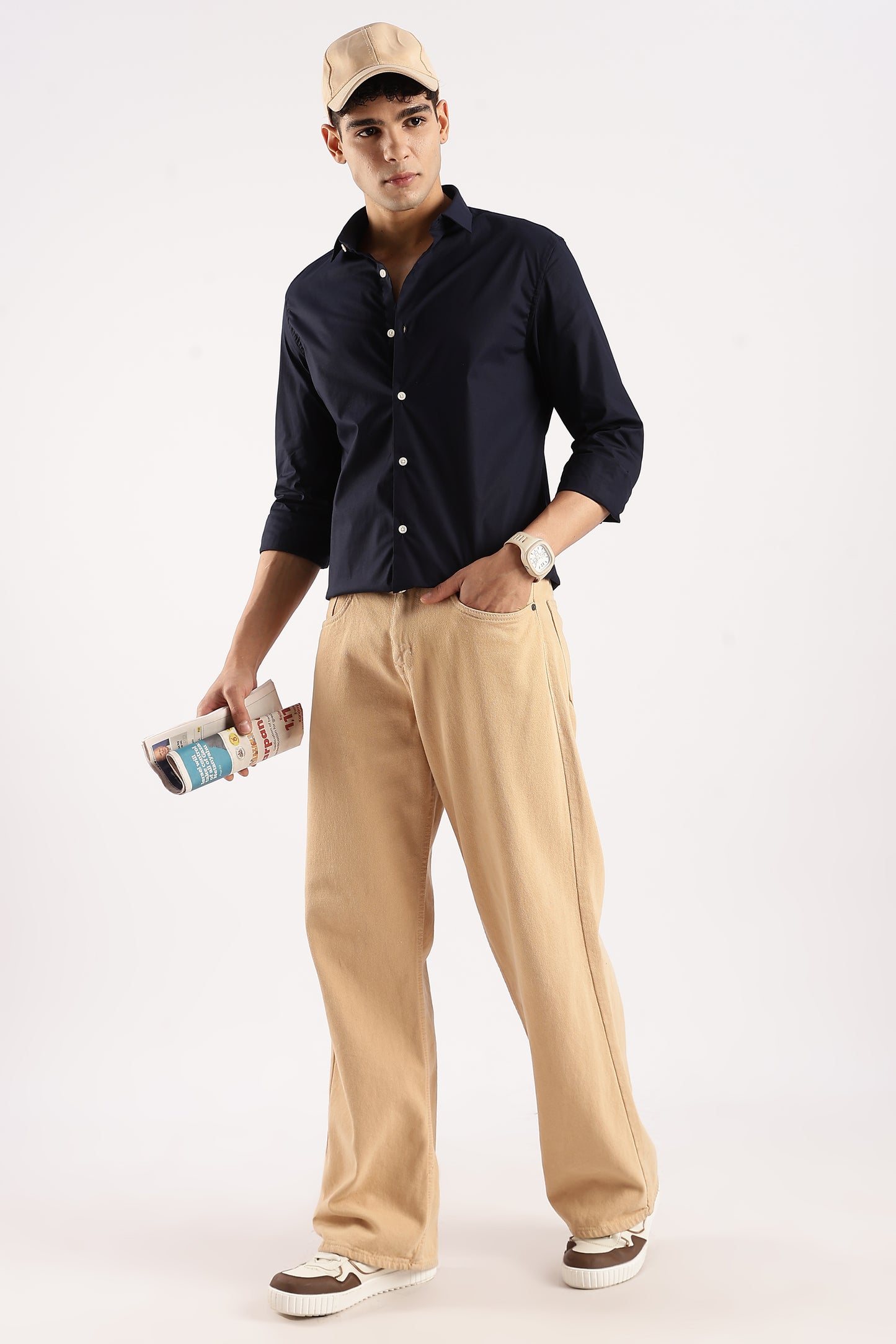 Cotton Lycra Slim Fit Shir Navy