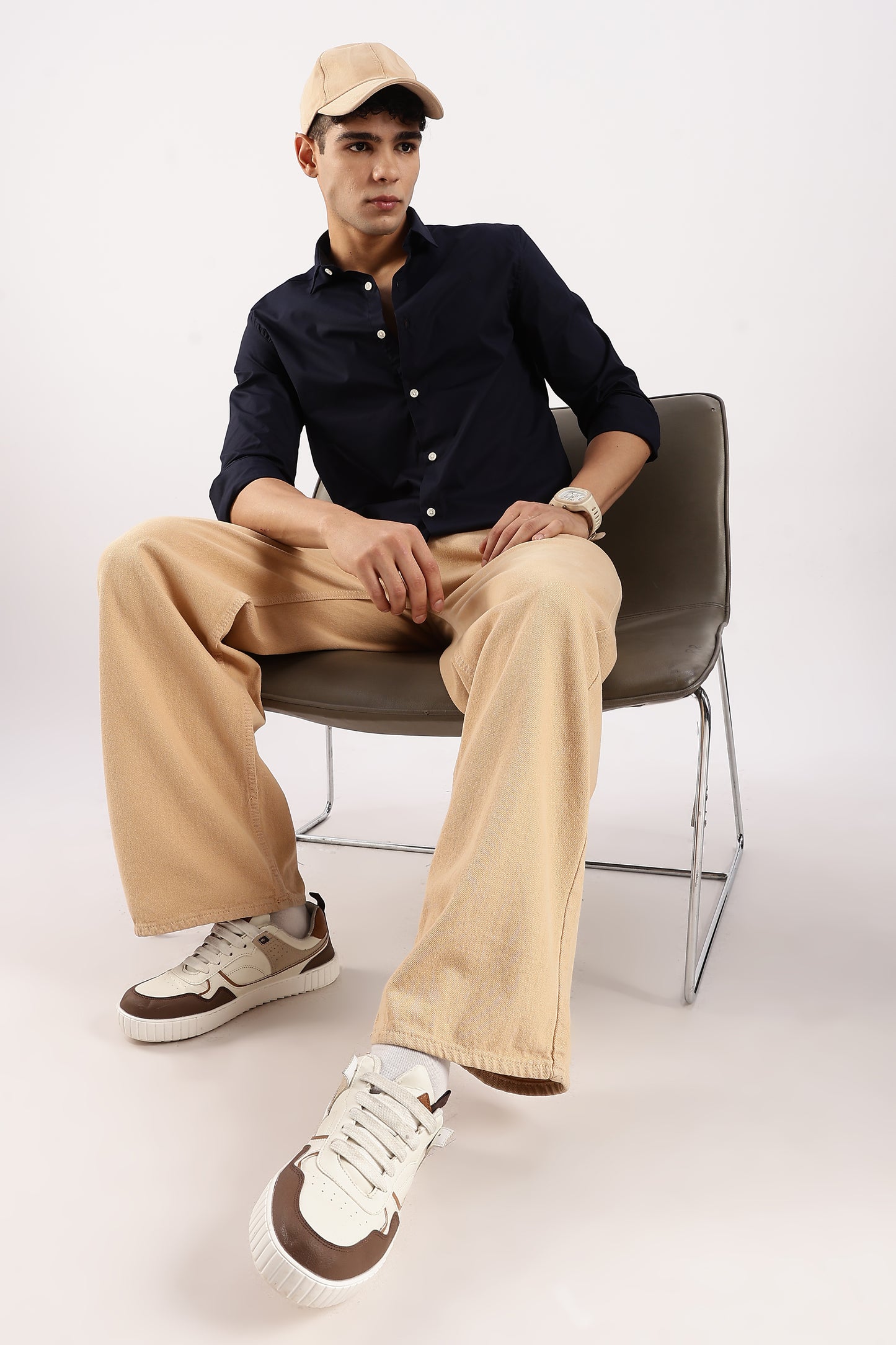 Cotton Lycra Slim Fit Shir Navy