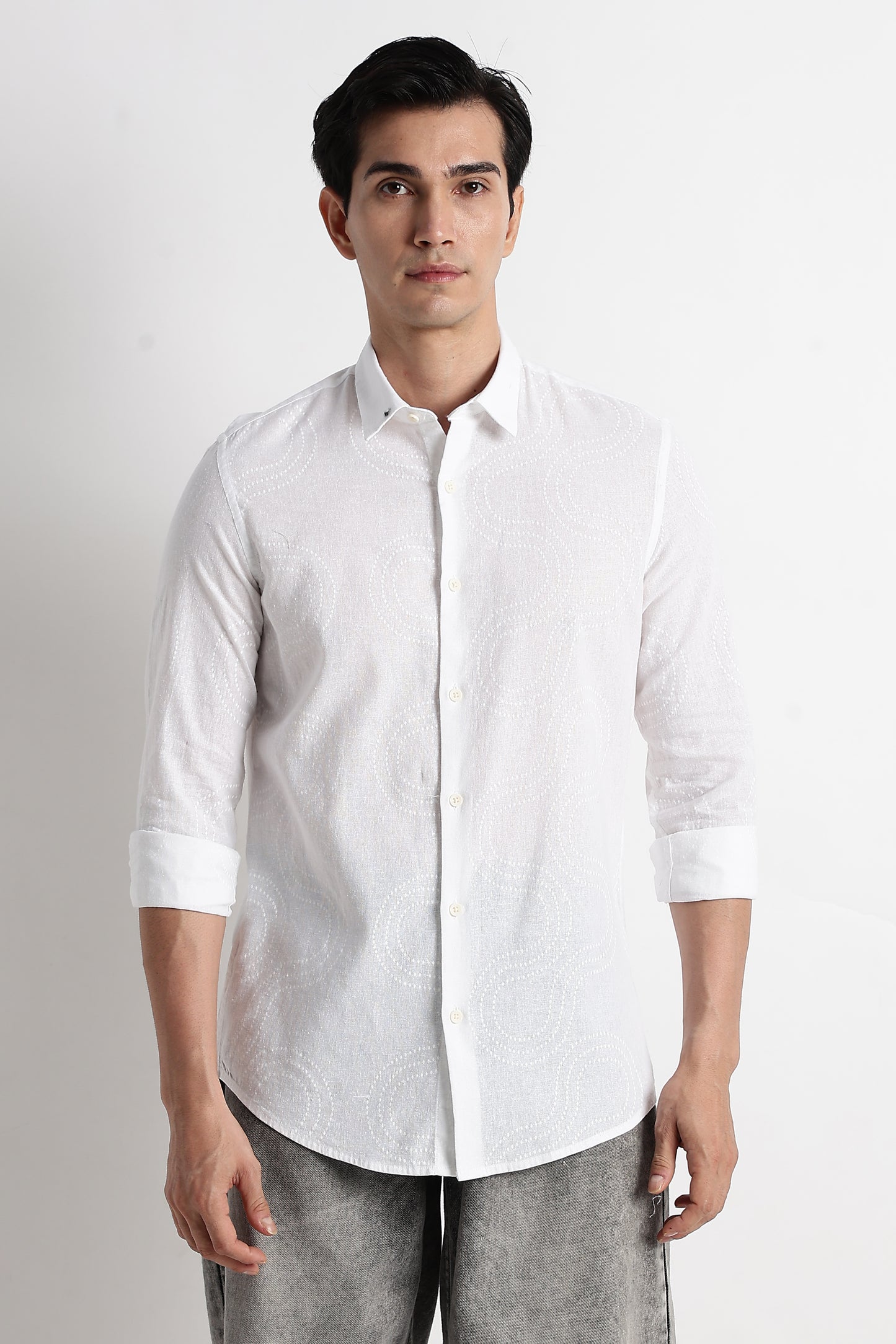 Minimal Embroidered Shirt White