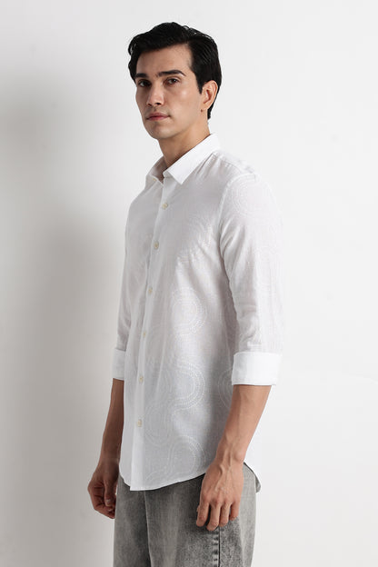 Minimal Embroidered Shirt White