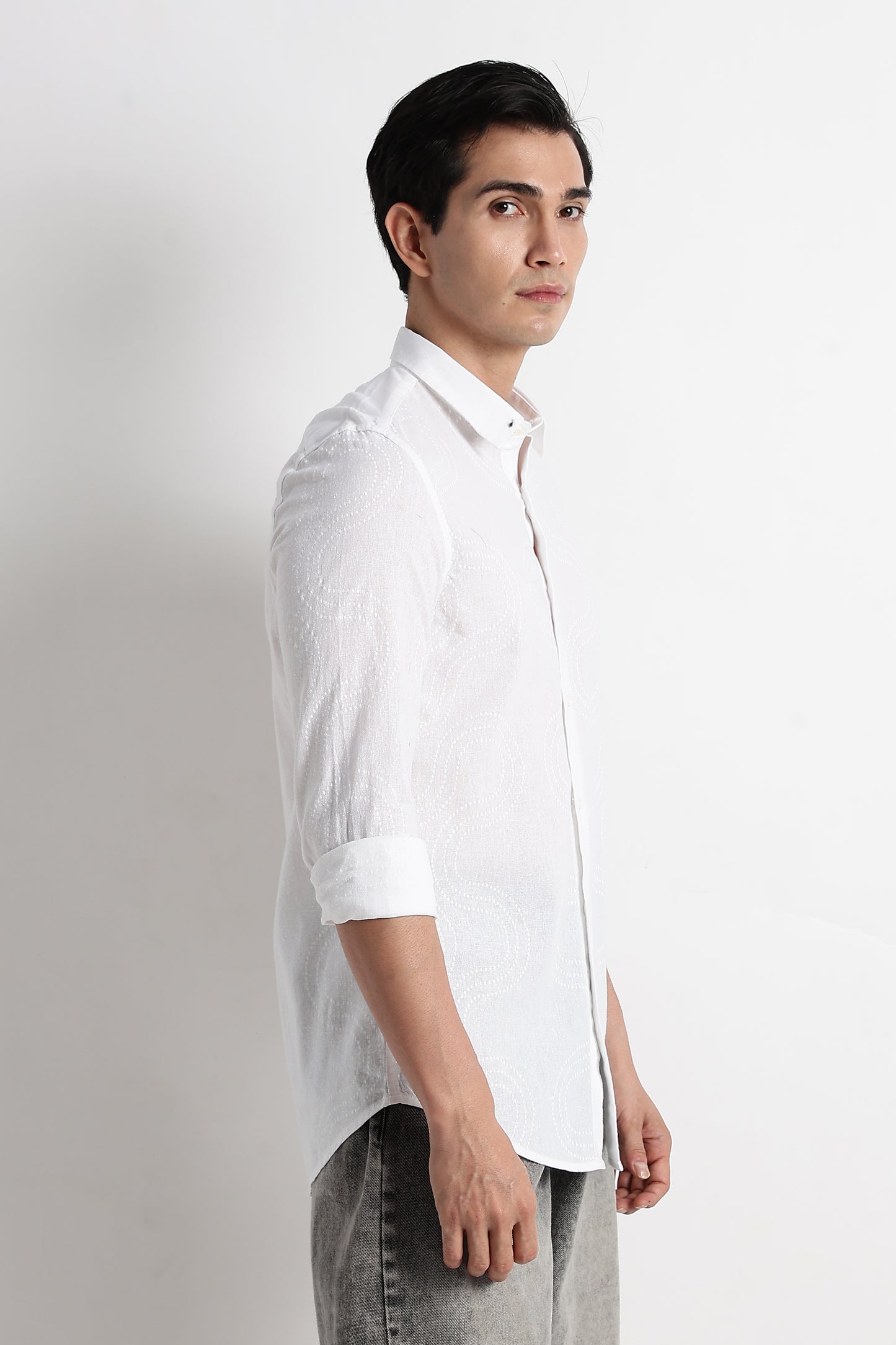 Minimal Embroidered Shirt White