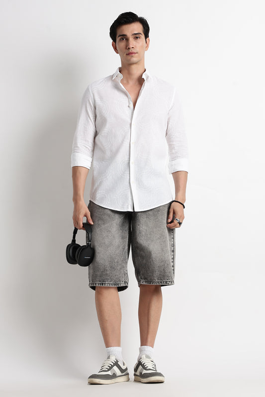 Minimal Embroidered Shirt White